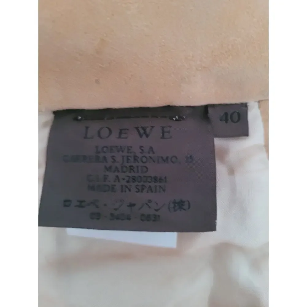 Loewe Vintage Reindeer Leather Silk Belt Braided Wide Tie Size 40 Fit 36 Tan Bei